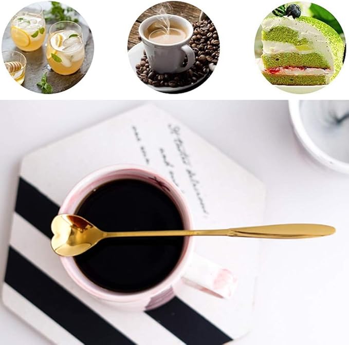 dealcase 4 Pcs Flower Spoon Coffee Teaspoon Set, Drink Stirring Spoon for Tea, Cake, Sugar, Dessert, Ice Cream, Cocktail Stirring, Coffee (Gold)