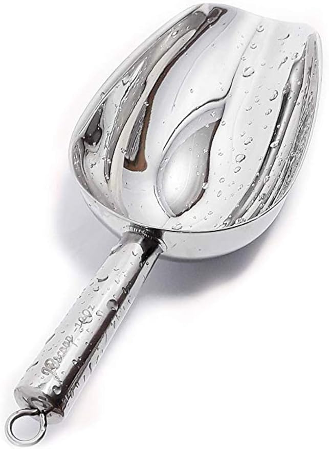 JBscoop Stainless Steel Scoop for ice, 9.6 Inch Metal Food Scoop Kitchen Bar Party Wedding Heavy Duty Dishwasher Safe - 8 Oz