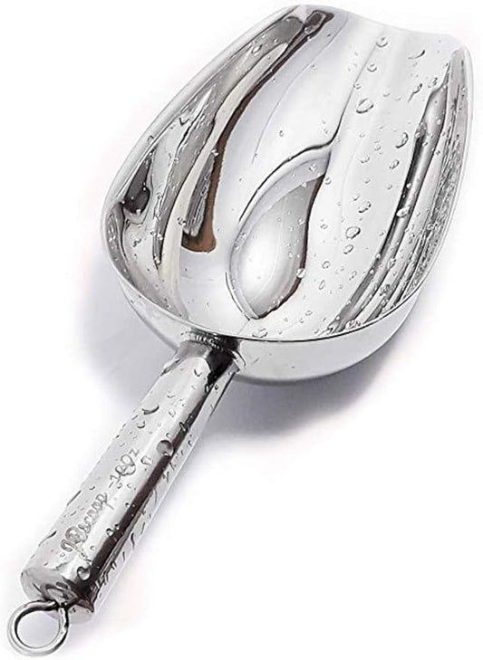 JBscoop Stainless Steel Scoop for ice, 9.6 Inch Metal Food Scoop Kitchen Bar Party Wedding Heavy Duty Dishwasher Safe - 8 Oz