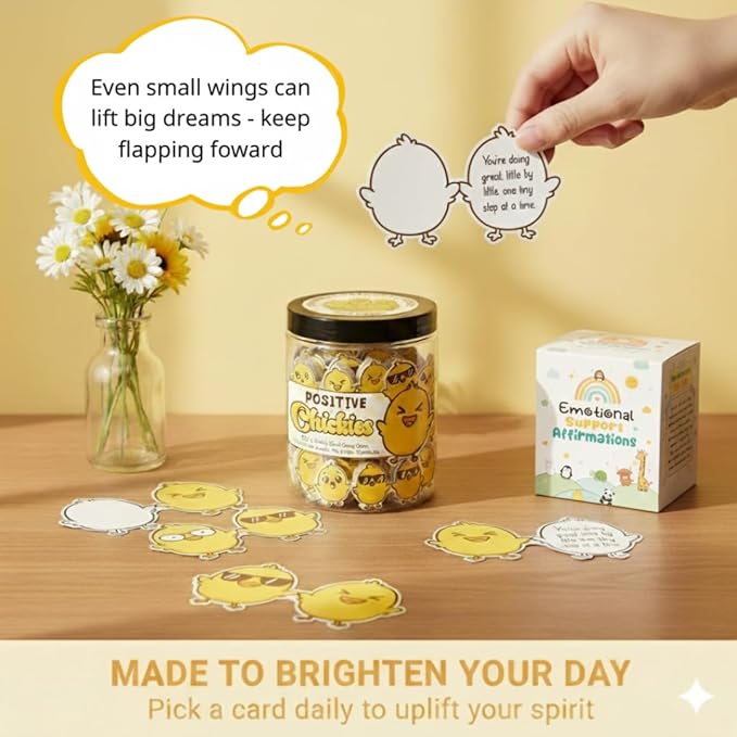 60 Positive Chick Jar, Affirmation Cards for Women, Teens, Emotional Support Chickies, Chicken Gift, Chicken Gifts for Women, Funny Chicken Gift, Chicken Stuff, Chicken Lady Gifts