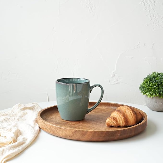 Bosmarlin Ceramic Coffee Mug Set of 4, 17 Oz, Coffee Cups with Big Handle, Microwave Safe, Unique Reactive Glaze (Multicolor, 17 Oz)