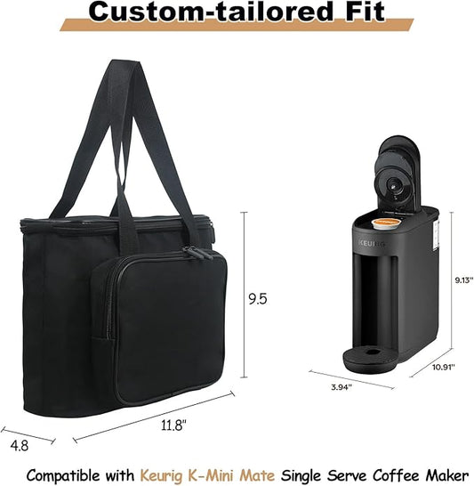 Carrying Bag for Keurig K-Mini Mate Single Serve Coffee Maker, Portable Single Serve Coffee Maker Travel Carrying Case, Thick Padded for Protection, Storage Tote Bag for Coffee Machine