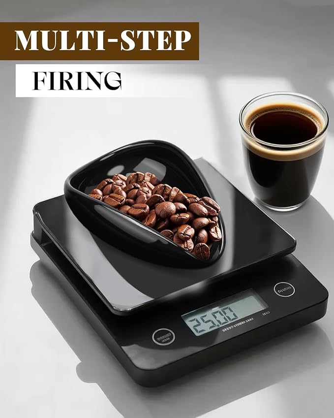 Coffee Dosing Cup, Ceramic Coffee Bean Dosing Cup for Espresso Tray for Beans, Barista Tool for Home, kitchen - Black