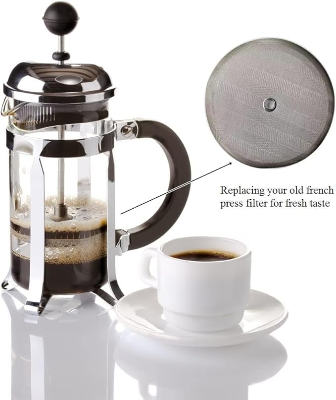Universal French Press screen 4 inch for 34oz/8 cups/1000ml coffee press, 4 Pack french press filter replacement screen with metal center ring