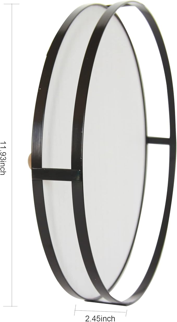 Defined Deco 12in Round Decorative Serving Tray with Metal Handle - Rustic Wooden Tray for Home, Living Room, Coffee Table Decor