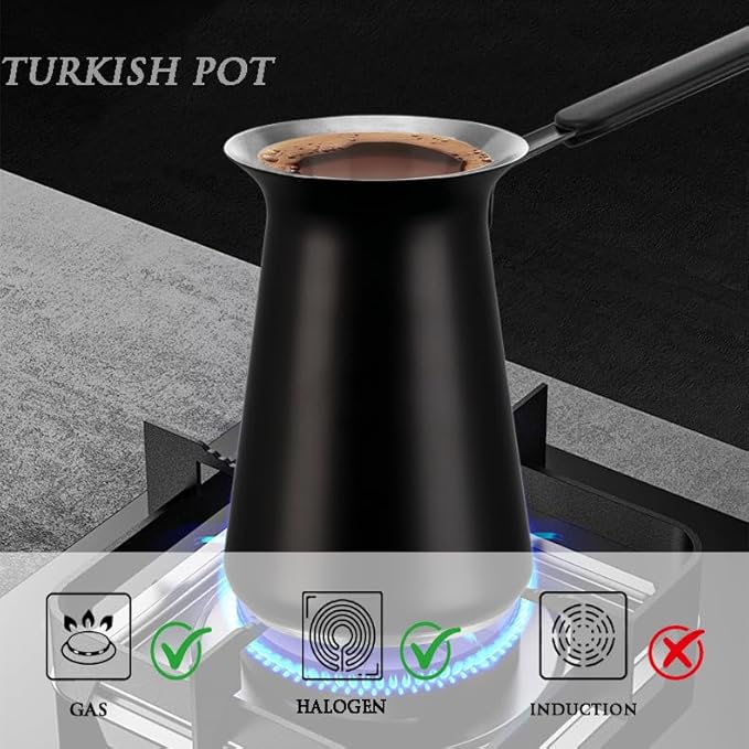 UNISWEET Turkish Coffee Pot - Coffee Maker, Briki Greek Turkish Pot, Arabic Tea Pot, Cezve/Ibrik Coffee Pot for Stovetop(400 ml,Serves 5)