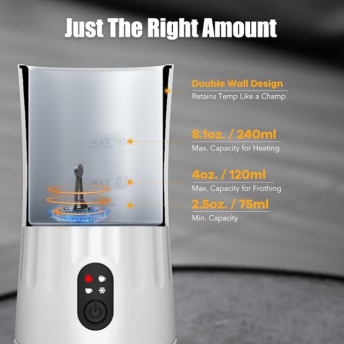 Milk Frother, Upgraded 4-in-1 Milk Frother and Steamer, Hot and Cold Foam Maker and Milk Warmer with Temperature Control & Auto Shut-Off, Frother for Coffee, Latte, Cappuccino, Matcha(Pearl)