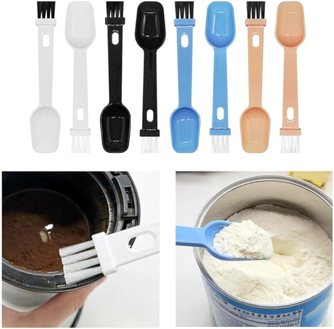 8 Pack Coffee Grinder Brush Cleaning Brushes Cleaner with Nylon Bristles and Scoop Spoon 2 in 1 Handy Tool Set for Barista Espresso Machine Scooping Herb Tea Powder Coffeemaker