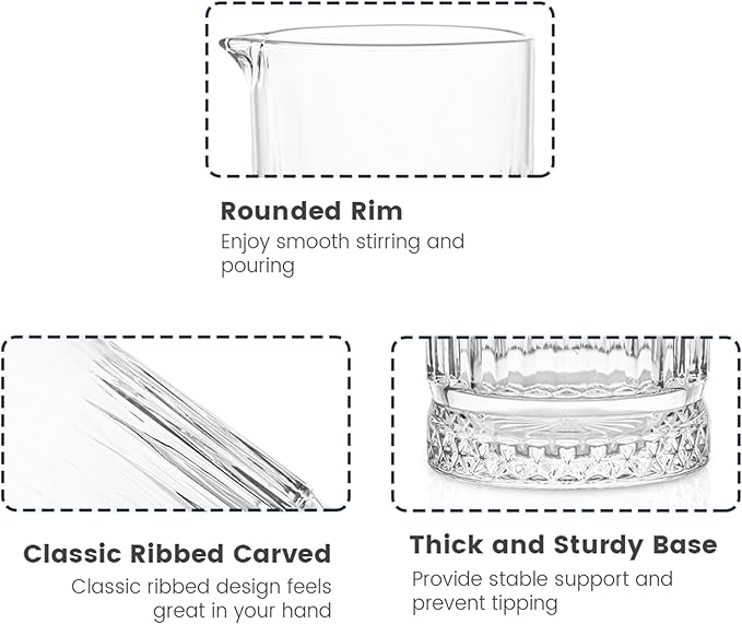 2 Pack Large Cocktail Mixing Glass, 25.6oz Seamless Crystal Bar Mixing Glasses with Weighted Thick Bottom, Old Fashioned Mixing Glass Bartender - Bar Tools for Martinis, Manhattans