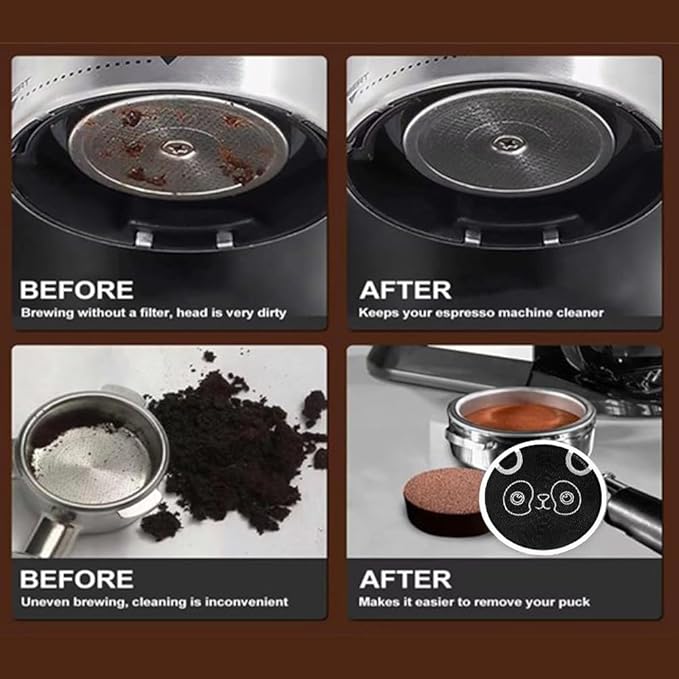 53mm Espresso Puck Screen, 0.2mm Ultra Thin Espresso Puck, Metal Reusable Coffee Filter for 54mm Espresso Portafilter Basket with Titanium PVD Coating - 316 Stainless Steel(Panda)