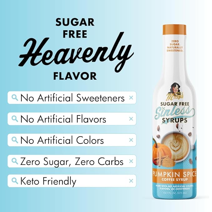 Sugar Free Pumpkin Spice Coffee Syrup - Stevia Based, No Sugar Alcohols or Sucralose, No Artificial Sweeteners, Natural Ingredients, Coffee Tea Cocoa Dessert, Keto Friendly, 1 Pack