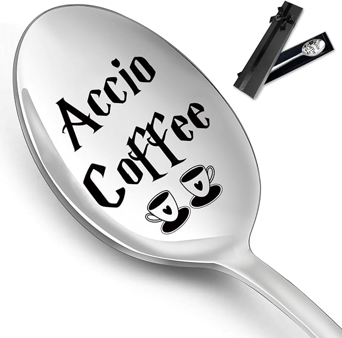 Funny Coffee Spoon Engraved Stainless Steel Spoon, Ice Cream Coffee Stirring Spoon, Gifts for Coffee Lovers Book Lover Bookworm Friends Fan Birthday Christmas