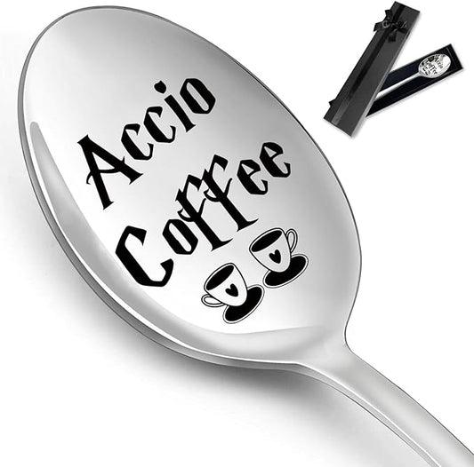 Funny Coffee Spoon Engraved Stainless Steel Spoon, Ice Cream Coffee Stirring Spoon, Gifts for Coffee Lovers Book Lover Bookworm Friends Fan Birthday Christmas