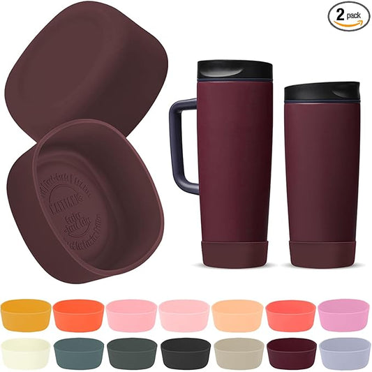 2pcs Silicone Boot for Owala SmoothSip Slider Coffee Tumbler 20oz 12oz, Anti-Slip Sleeve for Travel Coffee Mug, Protective Accessories for Owala BPA Free (Burgundy Bay)