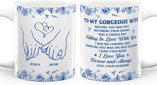 Joymade Personalized Ceramic Coffee Mug, Funny Custom Mug for Bestie, Friends, Couple, Coworker, Snowman Lovers (Meeting You Was Fate)