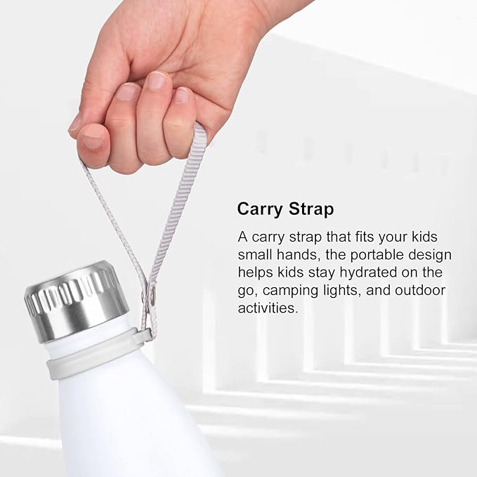 koodee Water Bottle-17 oz Stainless Steel Double Wall Vacuum Insulated Water Bottle for Back to School, Cola Shape Leak Proof Sports Bottle for School(White)