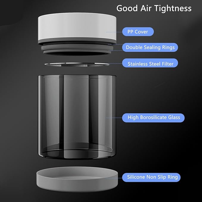 Electric Vacuum Canister, Vacuum Glass Storage Container Bean Nuts Storage Organizer for Coffee Tea Food Preservation (1350ml)
