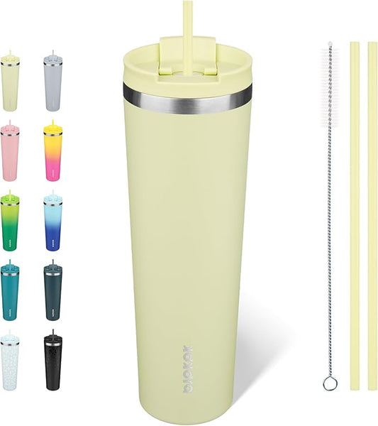 BJPKPK 34oz Insulated Tumbler With lid And Straw Stainless Steel Tumblers Travel Coffee Mug Reusable Thermal Cup,Macaron Green