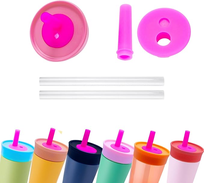 2Pack Silicone Straw Replacement for Owala Water Bottle & Tumbler,Leak-Proof Food Grade Kids Straw,Removable Replacement Lid Part,Dish Washer Safe,Make Kids Love Driking