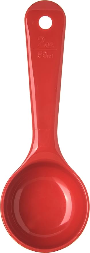 Carlisle FoodService Products Measure Miser Solid Measuring Spoon with Short Handle, 2 Ounces, Red, 1 Count (Pack of 1)
