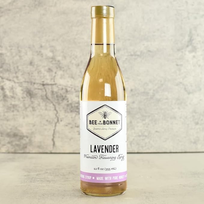 Bee in Your Bonnet Premium Flavoring Syrup - Lavender Syrup Made w/Real Honey & Natural Ingredients - Perfect for Coffee Flavoring, Cocktails & Drinks - Lavender Flavoring - 355ml / 12 Ounce Bottle