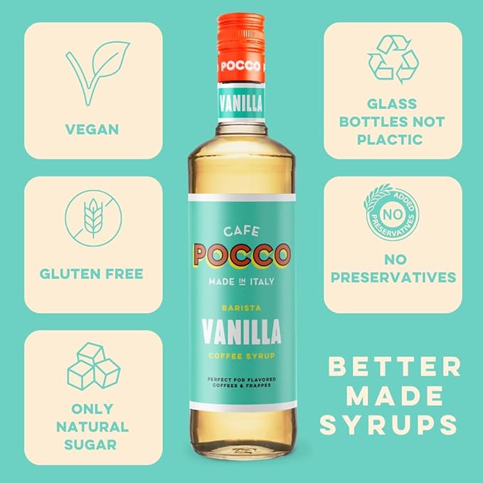 Cafe Pocco Vannillia Syrup 750ml Glass Bottle (1 Bottle, N/A)
