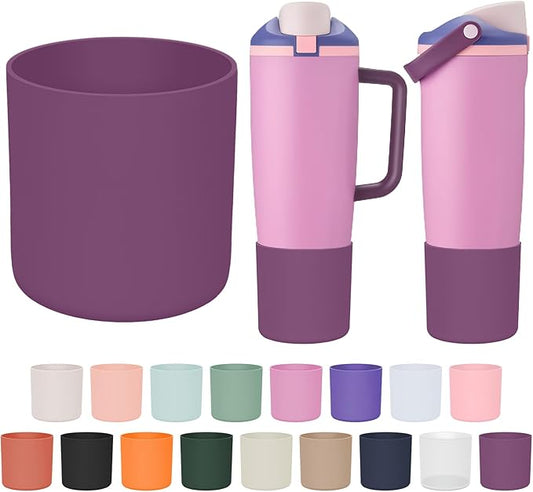 Silicone Higher Boot Compatible with Owala 30oz & 40oz FreeSip Sway Bottles & Tumblers, Large Protection Anti-slip Bottom Cover Sleeve for Freesip Sway Tumbler and Bottle (Pretty in Purple B)