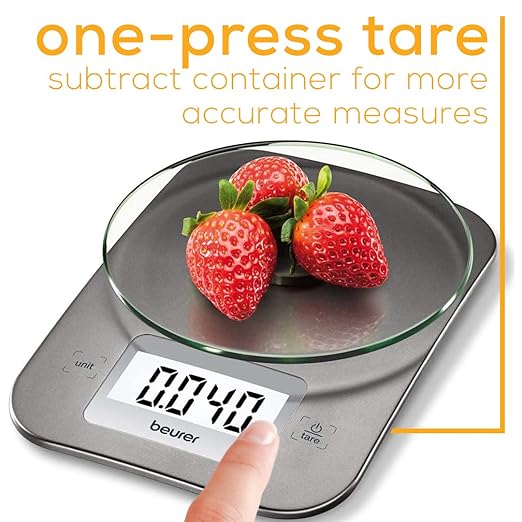 Beurer KS26 Kitchen Scale High Accuracy Digital Food Scales Weight Grams and Oz, 11 lbs Capacity, LCD Display, for Baking, Cooking, Meal Prep, Keto, Coffee Beans and More