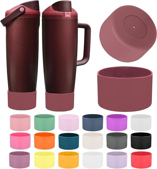 Mity rain 2PCS Protective Silicone Boots for Owala 30oz & 40oz FreeSip Sway Bottles & Tumblers - Accessories for owala, Enhances Stability & Prevents Scratches(Black Cherry)