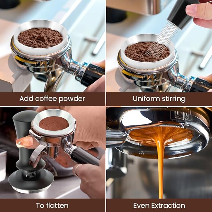 51mm Espresso Accessories Kit, Espresso Tamper Set, Spring Loaded Calibrated Tamper, WDT Tool and Dosing Funnel Set Fits Coffee Machines(COLOR:as shown)