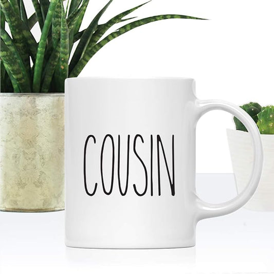 Andaz Press Simple Rustic Farmhouse Kitchen Decor 11oz. Ceramic Coffee Tea Mug Gift, Cousin, 1-Pack, Birthday Christmas Gift Ideas for Family, Friends