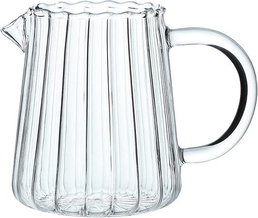 CHOOLD Creative Embossed Stripe Clear Crystal Glass Creamer Pitcher/Serving Pitcher/Sauce Pitcher/Milk Coffee Creamer Jug for Kitchen(4/5.5/9/12oz) (E(8 oz))