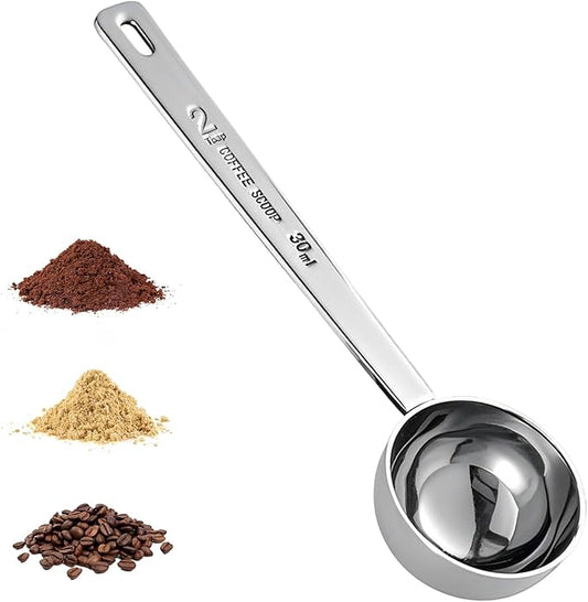 Generic 2 Tablespoon Stainless Steel Coffee Scoop - Perfect Measuring Spoon for Ground Coffee, Espresso - Durable Serving Utensil (30ml), Silver, BD-003