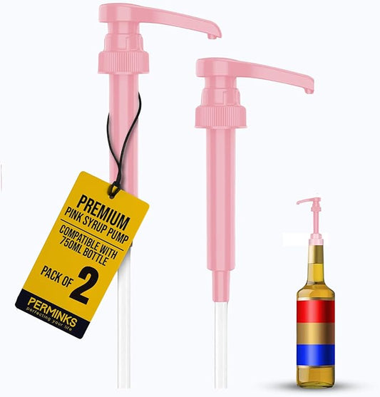 Syrup Pumps- Compatible with Torani and Davinci Bottles (25.4 oz-750ml) (Set of 2, Pink)
