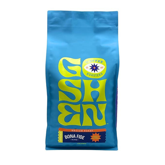 Goshen Coffee Roasters Ground Bona Fide Blend | Medium Roast, Brewed or Espresso | Award-Winning, Natural and Washed | Chocolate, Syrupy, Dried Berry Flavors | 5 lb Bag