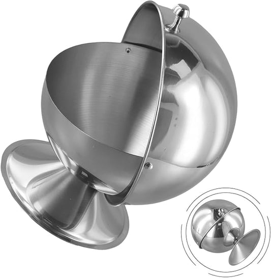 Stainless Steel Sugar Bowl with Roll Top Lid, 16 oz Capacity for Sugar Cubes, Candy, Nuts, and Mints, Silver