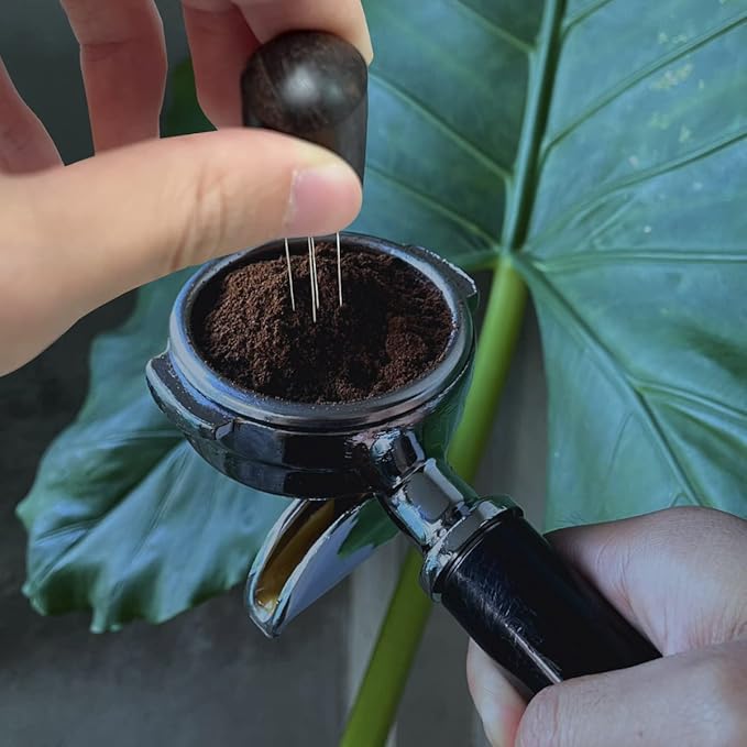 Portable Espresso Coffee Stirrer WDT Tool,Nature Wood Handle Needle Type Distributor,Espresso Coffee Stirrer Espresso Distribution Tool(Walnut)