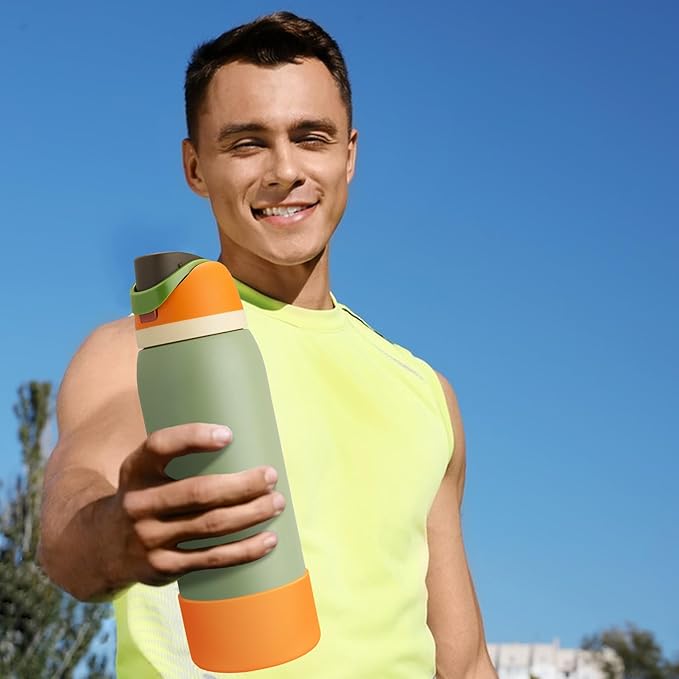2PCS Silicone Water Bottle Boot, Compatible with Owala 24oz 32oz 40oz, Protective Anti-Scratch & Anti-Dent No Noise Sleeve Cover for FreeSip/Twist/Flip Water Bottles (Citrus Crush, 24oz)