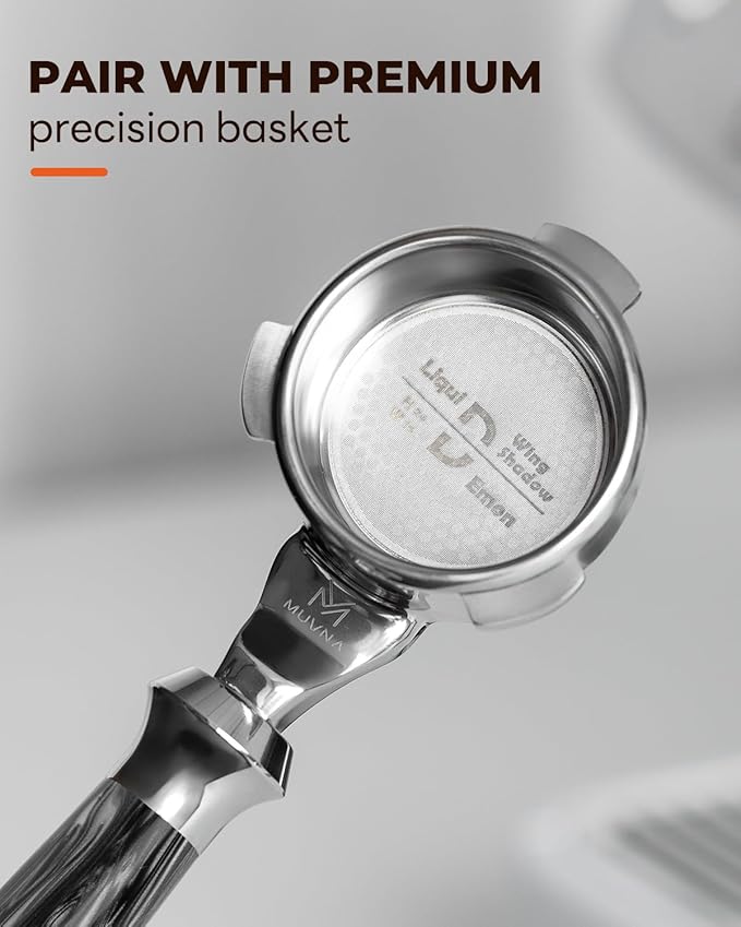 58mm Espresso Bottomless Portafilter 3 Ear - MUVNA Naked Portafilter with Double-layer Filter Basket Fits CASABREWS Ultra/Neutron Pro/Oster/Gevi/Hibrew/Tuni E2, SUS304 Stainless Steel, Black