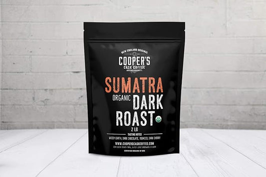 Organic Dark Roast Sumatra, Whole Bean Coffee, Single Origin Grade 1 Premium Coffee - 2lb Bag