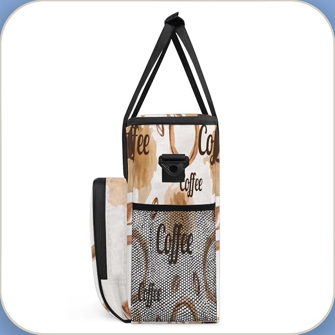 Watercolor Coffee Maker Carring Bag Coffees Beans Travel Carrying Storage Tote Bag Compatible with Keurig K-Mini or K-Mini Plus Portable Single Serve Coffee Brewer Case with Pockets for K-cup Pods