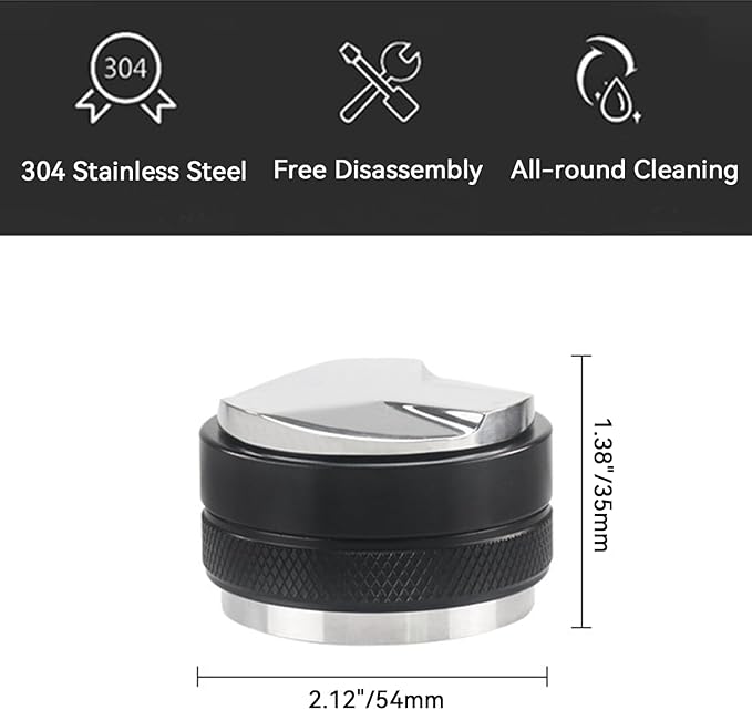 54mm Espresso Accessories Kit 2-in-1 Coffee Distributor and Tamper Leveler, WDT Tool and Magnetic Dosing Funnel for 54 mm Portafilters