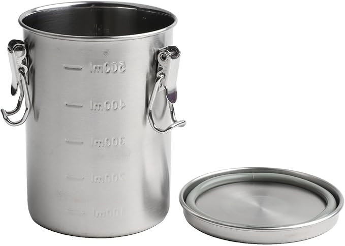 Stainless Steel Airtight Canister, Food Storage Canisters With Airtight Lid Locking Clamp, Stainless Steel Vacuum Sealed Grain Barrels For Coffee Bean Storage(520ml)