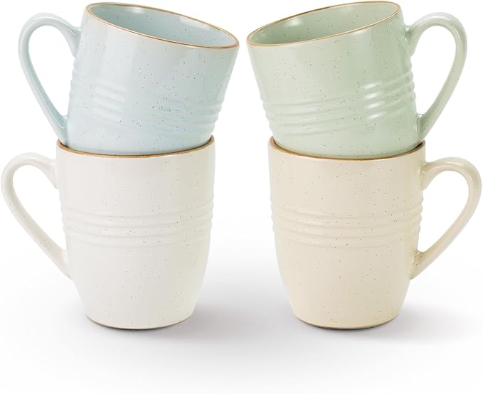famiware Jupiter Coffee Mugs Set of 4, 14 OZ Coffee Mug, Microwave and Dishwasher Safe, Coffee Cups with Handle for Coffee, Tea, Cocoa, Milk, Multi-color