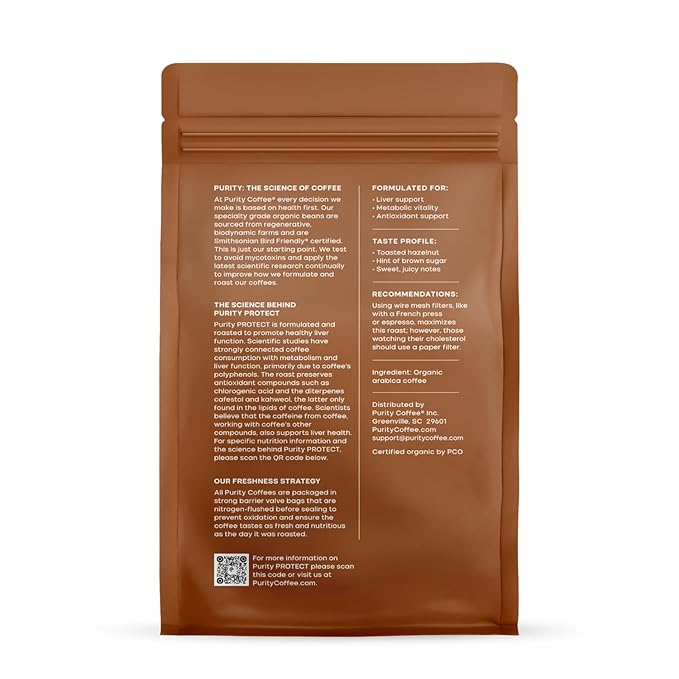 Purity Coffee PROTECT High Antioxidant Light-Medium Roast Whole Bean (12oz Bag) | Specialty-Grade USDA Organic Arabica Blend | Third Party Tested for Mold, Mycotoxins & Pesticides