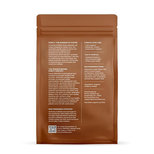 Purity Coffee PROTECT High Antioxidant Light-Medium Roast Whole Bean (12oz Bag) | Specialty-Grade USDA Organic Arabica Blend | Third Party Tested for Mold, Mycotoxins & Pesticides