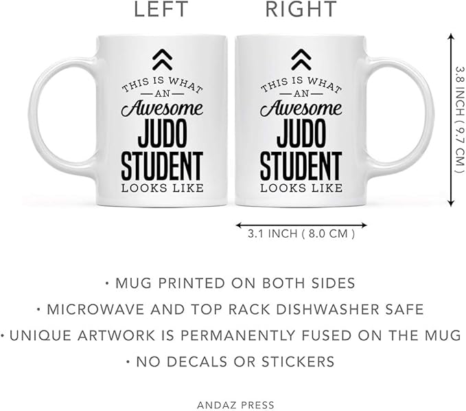 Andaz Press 11oz. Ceramic Coffee Tea Mug Thank You Gift, This is What an Awesome Judo Student Looks Like, 1-Pack, Birthday Christmas Gift Ideas Coworker Him Her, Includes Gift Box