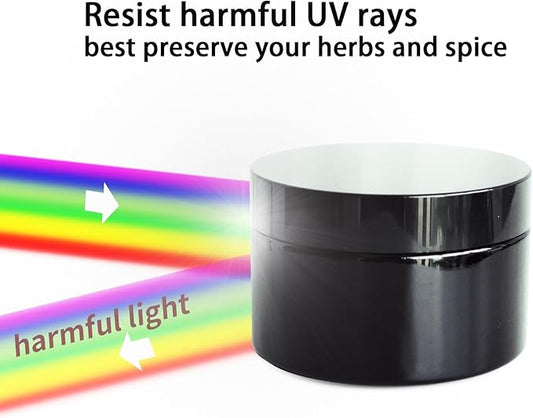 Black Glass Smell Proof Storage Jar 200ml Wide Mouth Airtight UV Protection Container for Spice Coffee