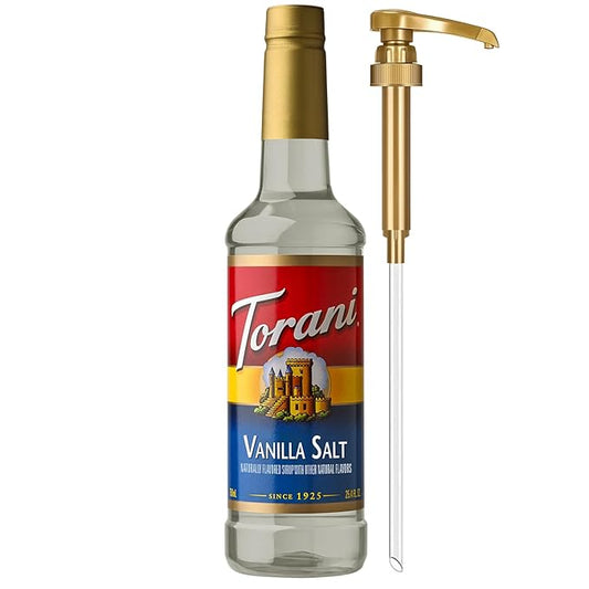 Torani Coffee Syrup, Vanilla Salt Flavoring for Drinks, Pump Included, 25.4 Fl Oz