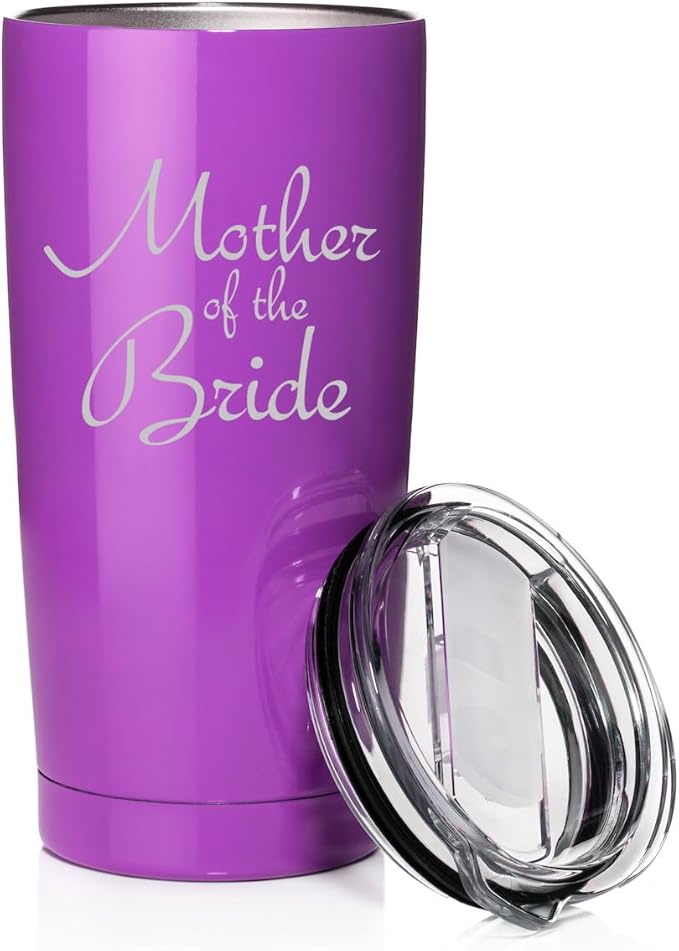 Smooth Body Tumbler Stainless Steel Vacuum Insulated Travel Mug Cup Gift Mother Of The Bride (Purple, 20 oz)